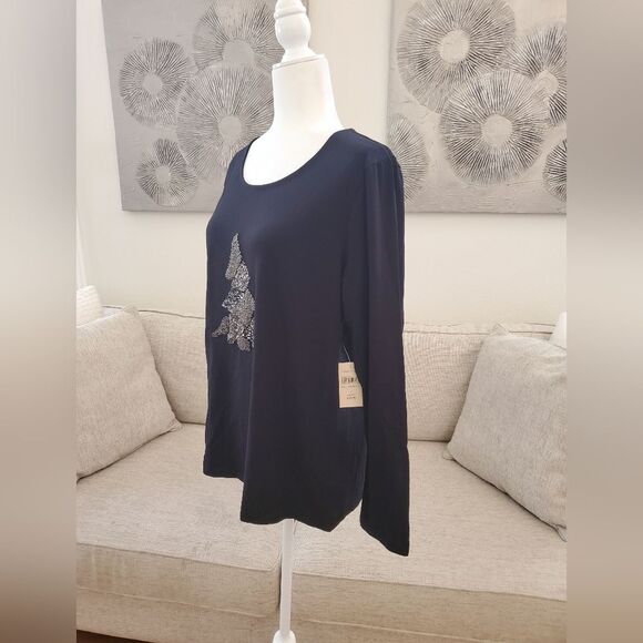 Coldwater Creek Embellished Christmas Tree Tee Sz Large - Picture 3 of 10